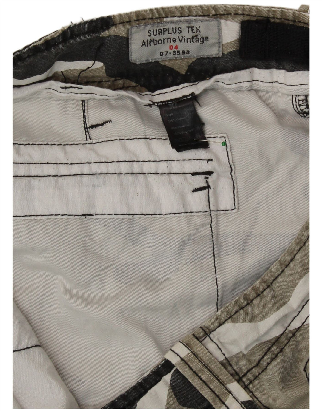 Shorts cargo masculino SURPLUS TEX XL W40 algodão camuflado verde