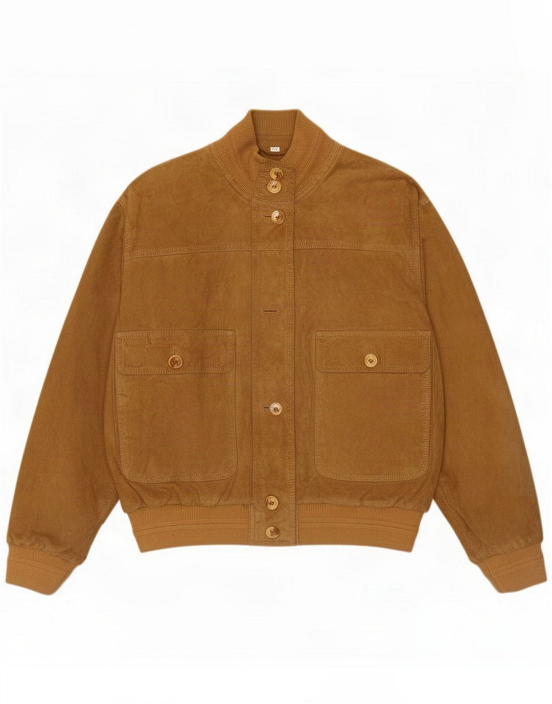 Jaqueta bomber feminina vintage de camurça IT 44 couro bege médio