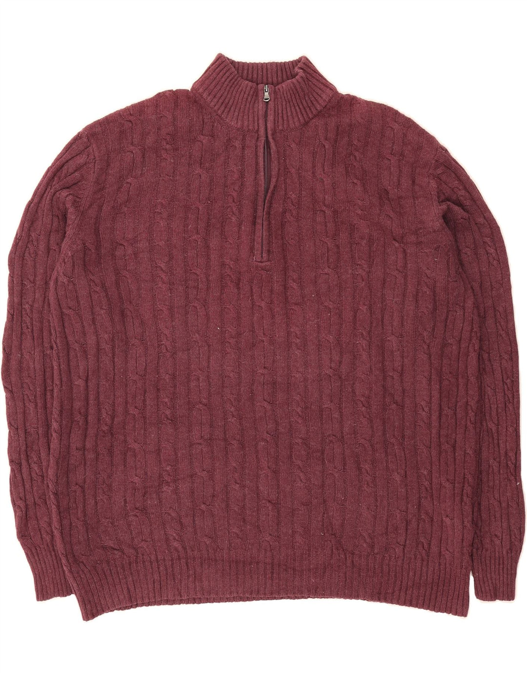 IZOD Mens Zip Neck Jumper Sweater XL Burgundy Cotton Vintage Izod and Second-Hand Izod from Messina Hembry 