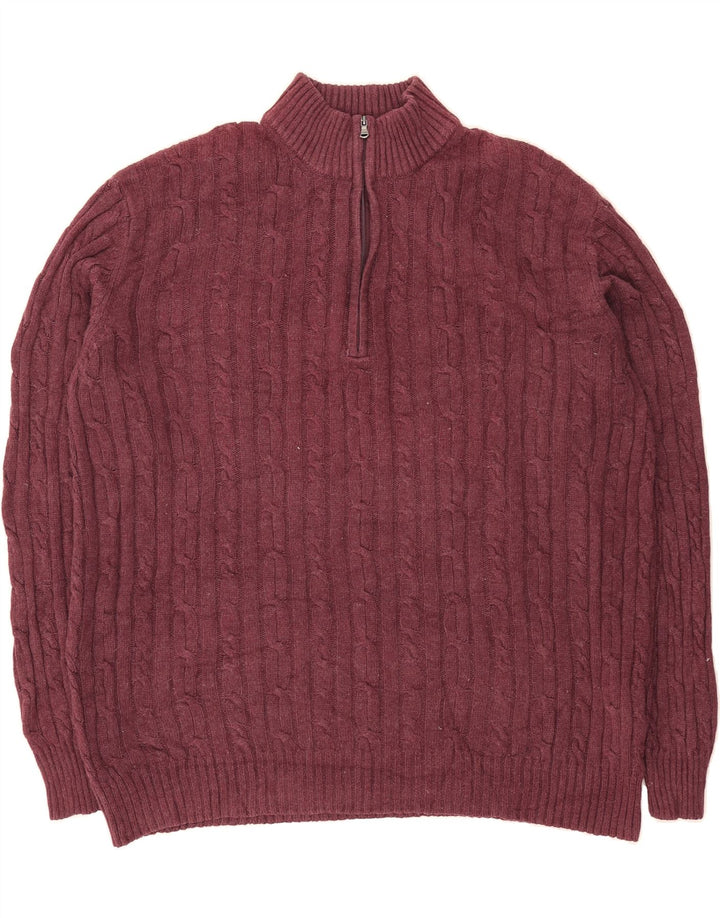 IZOD Mens Zip Neck Jumper Sweater XL Burgundy Cotton Vintage Izod and Second-Hand Izod from Messina Hembry 