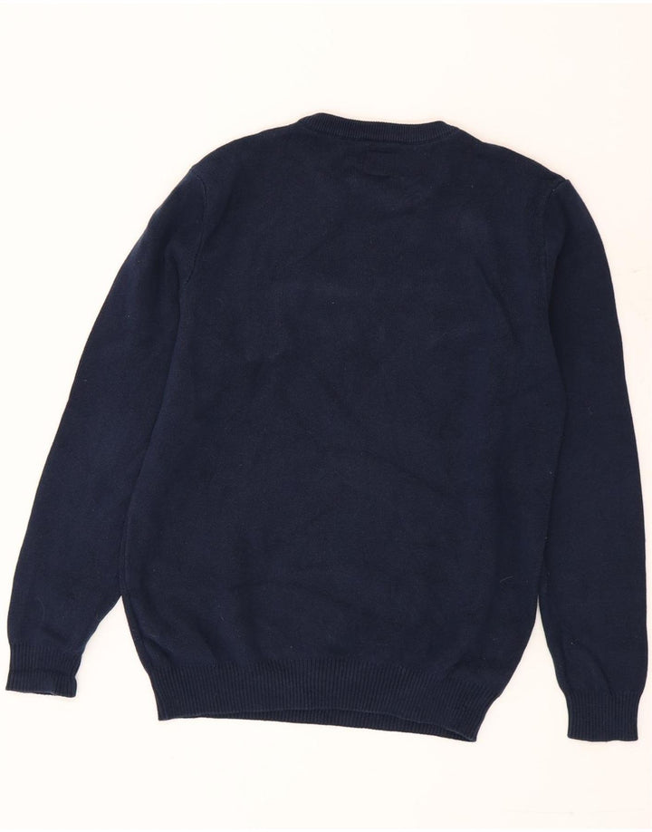 Suéter masculino Guess com gola redonda e gola redonda, algodão azul marinho médio
