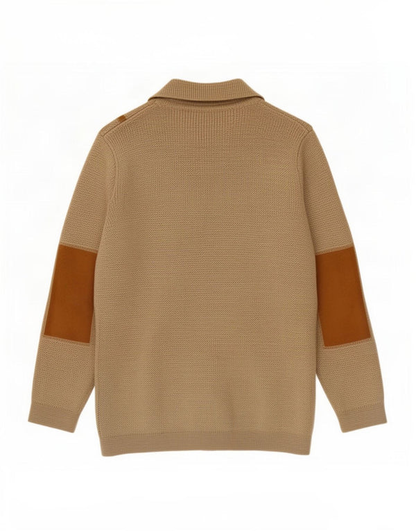 Suéter masculino Pierre Cardin com zíper completo IT 48 listrado bege médio