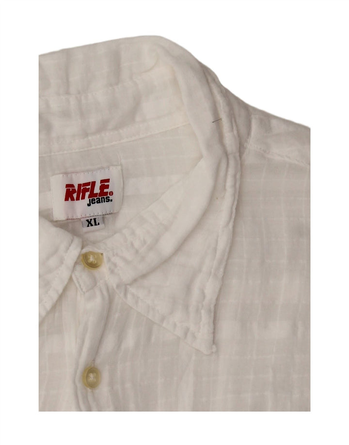 Camisa masculina RIFLE XL algodão xadrez branco