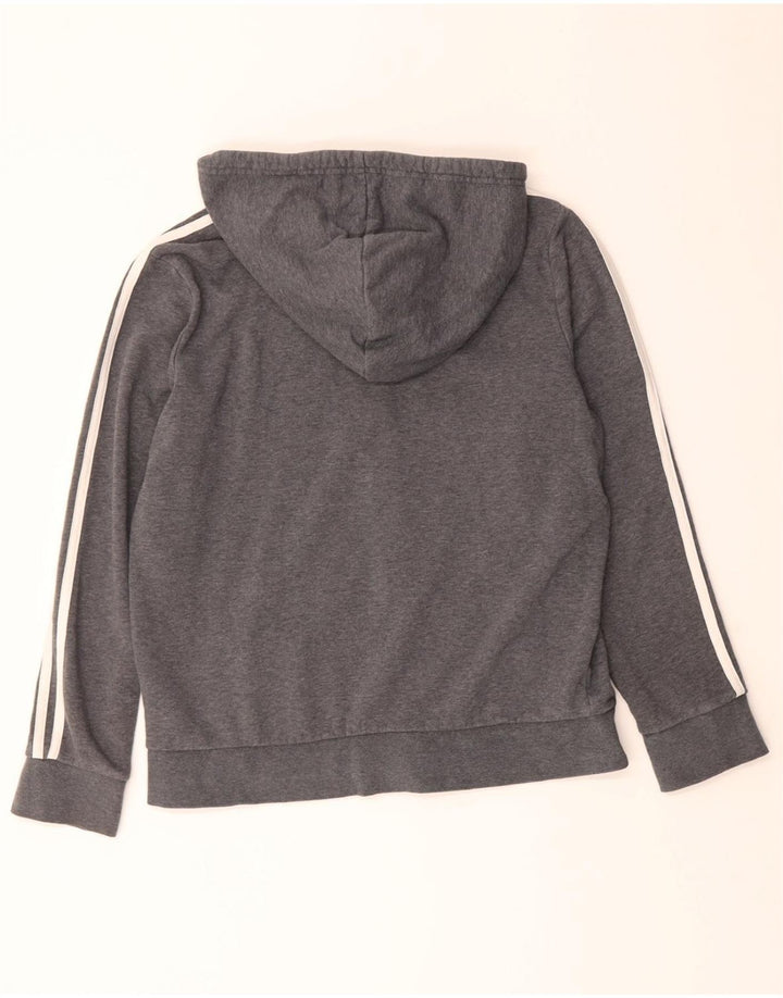 ADIDAS Mens Zip Hoodie Suéter Pequeno Algodão Cinza