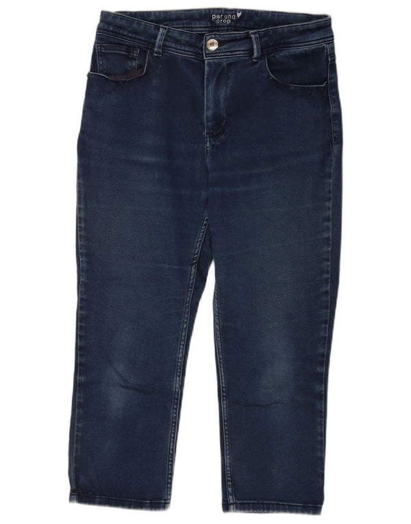 Marks & Spencer Womens Per Una ped Jeans Reino Unido 12 Médio W30 L21 Azul Marinho
