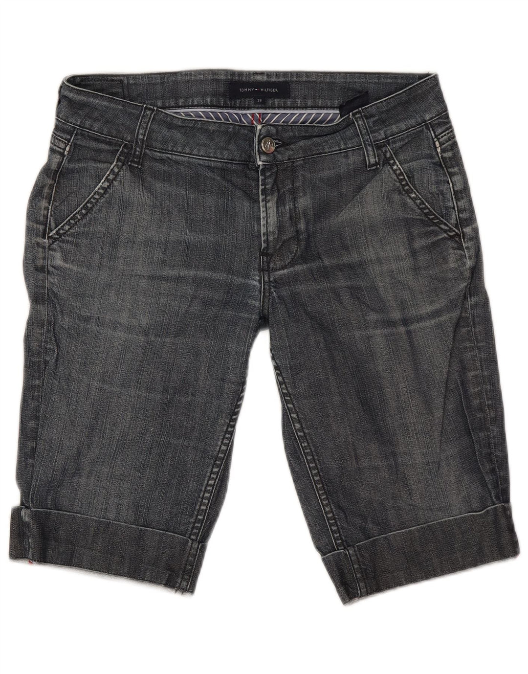 Bermuda jeans feminina Tommy Hilfiger W28 algodão azul médio