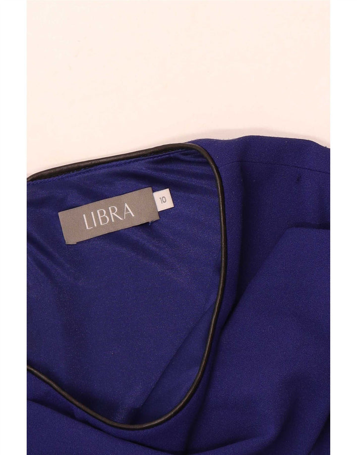 Vestido feminino Libra manga 3/4, UK 10 pequeno azul marinho