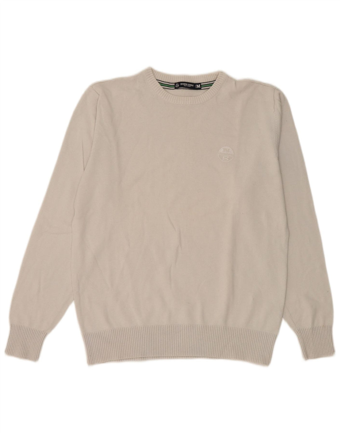 Suéter feminino North Sails com gola redonda Reino Unido 14 algodão cinza médio