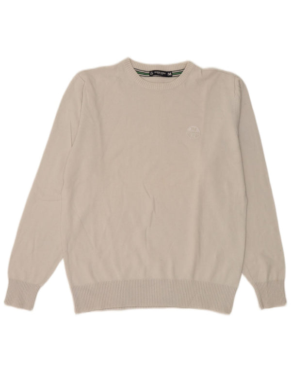 Suéter feminino North Sails com gola redonda Reino Unido 14 algodão cinza médio