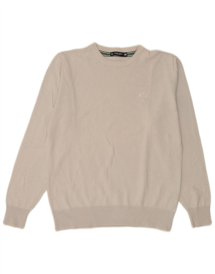 Suéter feminino North Sails com gola redonda Reino Unido 14 algodão cinza médio