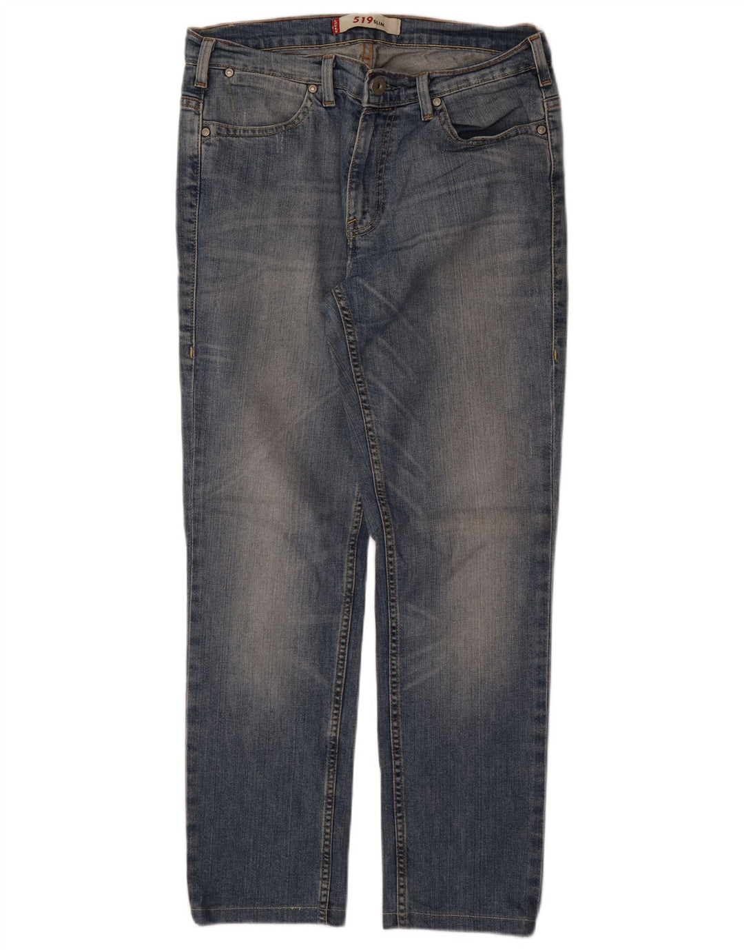 LEVI'S Mens 519 Distressed Slim Jeans W33 L31 Azul Algodão