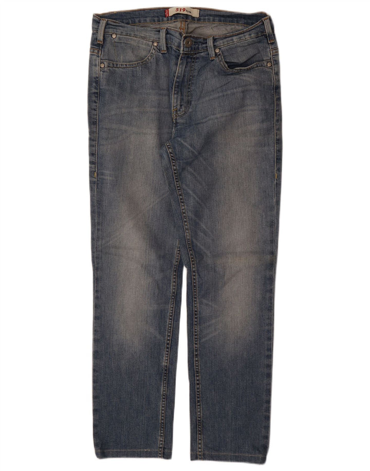 LEVI'S Mens 519 Distressed Slim Jeans W33 L31 Azul Algodão