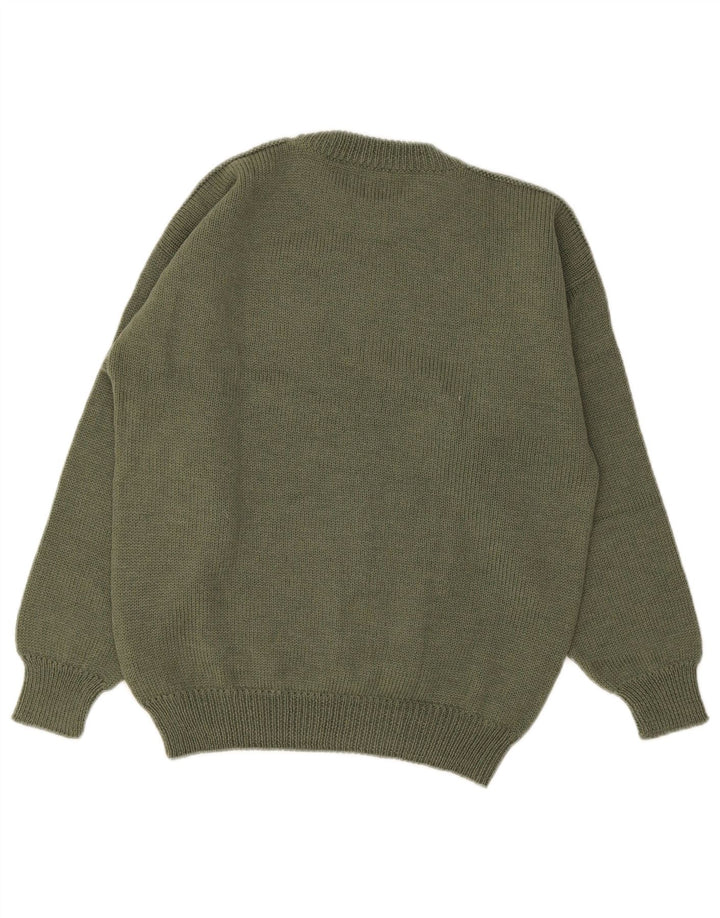 Suéter vintage masculino com gola redonda IT 50 verde médio