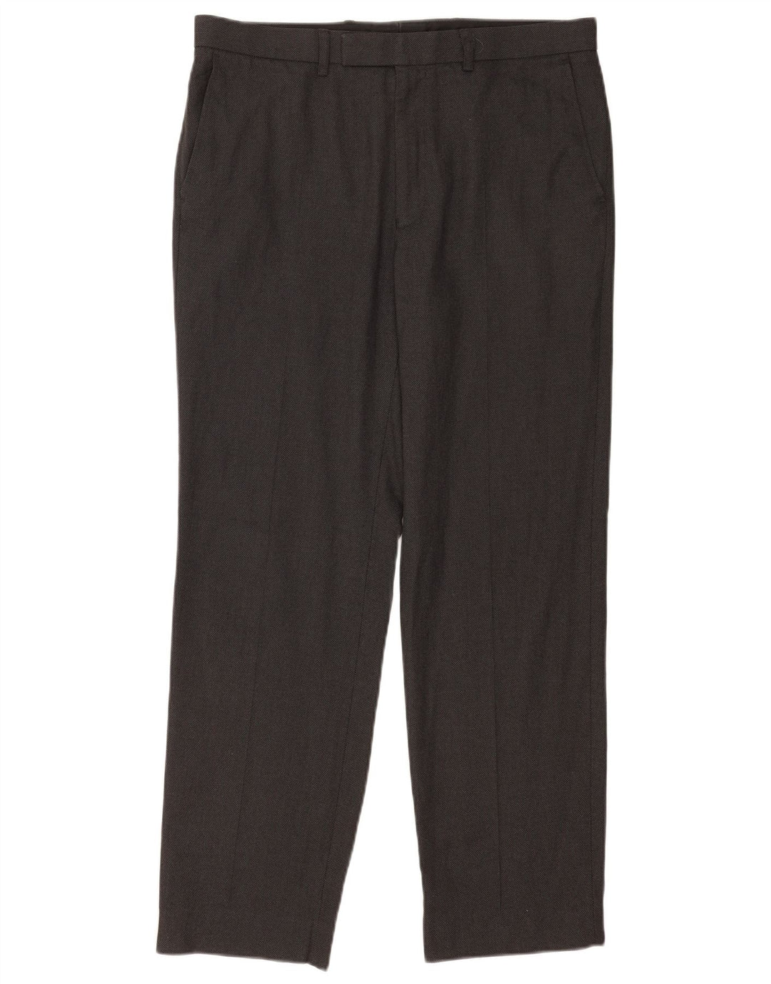 Calça masculina de terno reto Marks & Spencer W34 L31 poliéster cinza