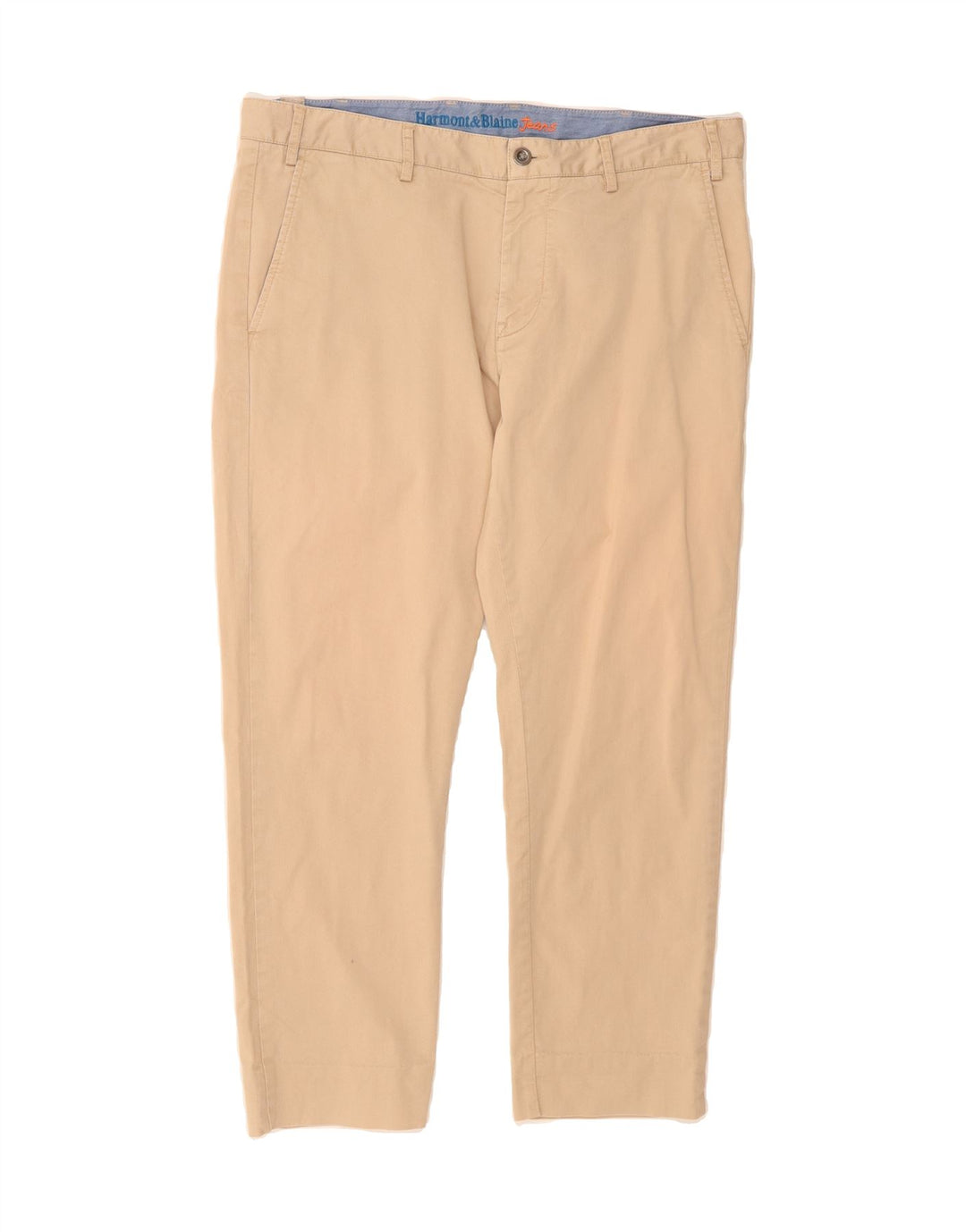 HARMONT & BLAINE Mens Straight Chino Trousers W34 L27 Beige Vintage Harmont & Blaine and Second-Hand Harmont & Blaine from Messina Hembry 
