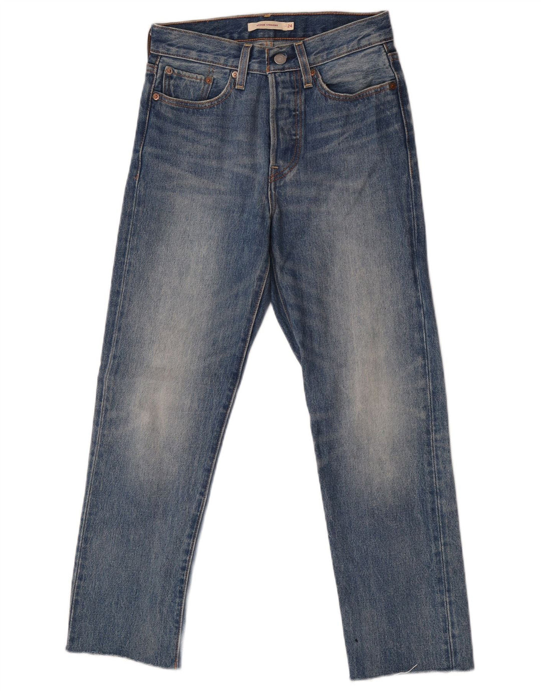 Calça jeans feminina Levi's Wedge Straight W24 L26 azul algodão