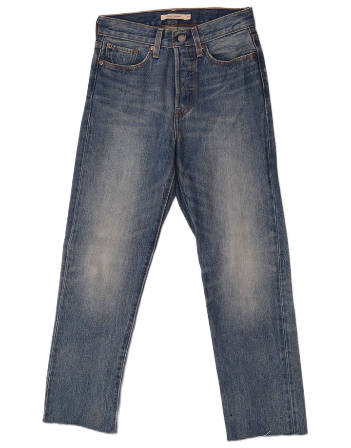 Calça jeans feminina Levi's Wedge Straight W24 L26 azul algodão