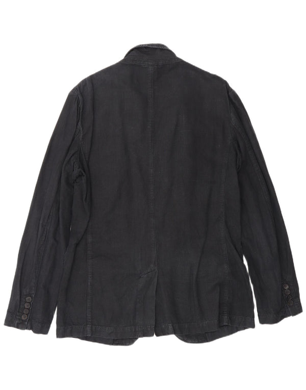 Jaqueta blazer masculina Zara com 3 botões Reino Unido 40 grande linho azul marinho