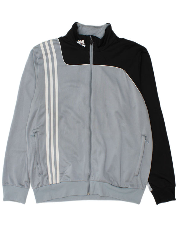 Adidas Mens Tracksuit Top Jacket UK 40/42 Cinza Médio Colourblock Poliéster