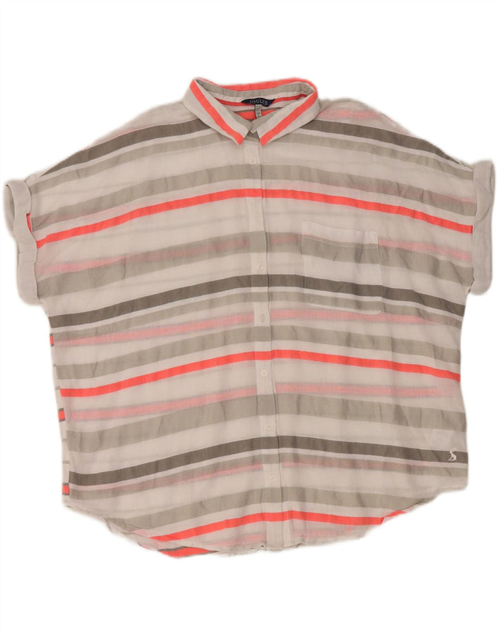 Camisa feminina de manga curta Joules UK 14 grande listrada multicolorida