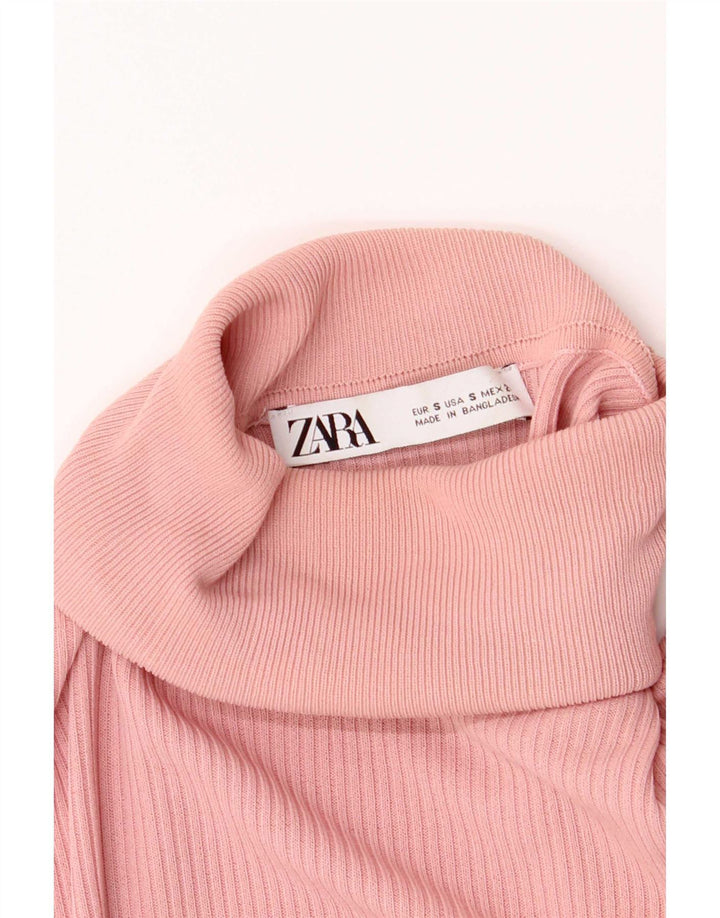 Top feminino Zara manga comprida UK 8 pequeno rosa