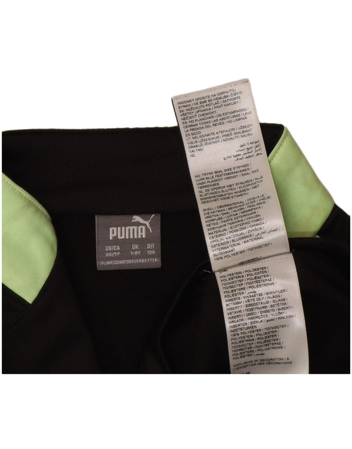Puma Meninos Zip Neck Pulôver Treino Top 7-8 Anos Preto Colorblock