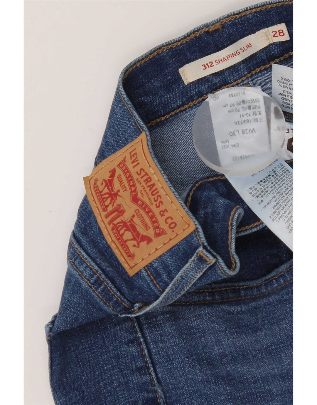 Calça jeans feminina Levi's 312 Shaping Slim W28 L30 azul algodão