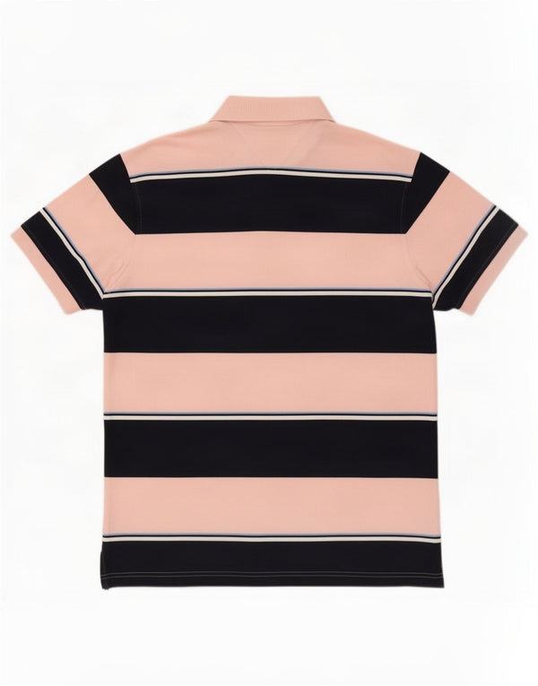 Camisa polo masculina Tommy Hilfiger grande algodão listrado rosa