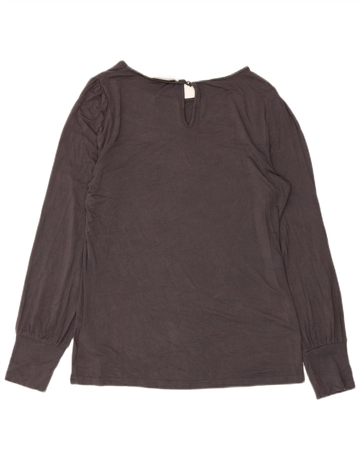 Blusa feminina de manga comprida Oasis UK 10 pequena viscose cinza
