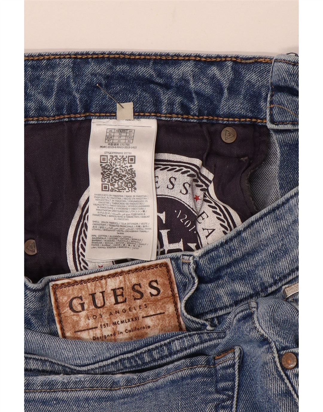 Guess Jeans Slim Masculino W31 L32 Azul Algodão