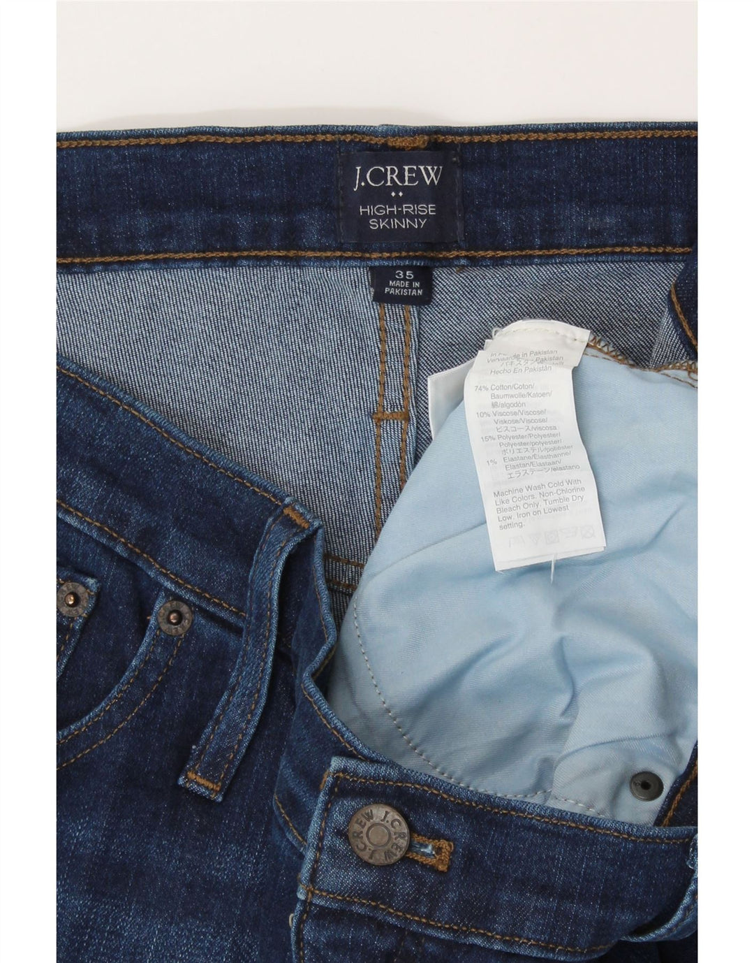 J. CREW Jeans skinny feminino de cintura alta W35 L28 algodão azul marinho