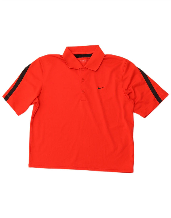 Camisa polo feminina NIKE Dri Fit UK 10 pequena vermelha colorblock