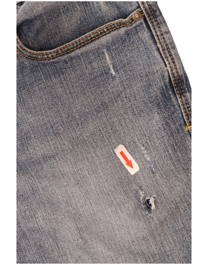 Rifle feminino jeans reto W31 L28 algodão azul