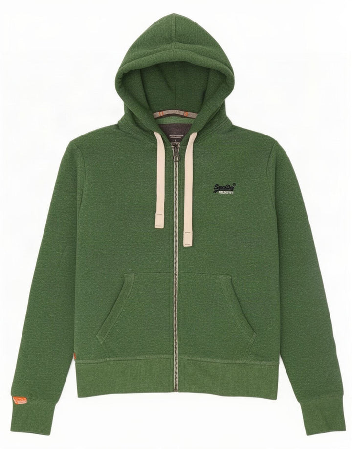 Suéter masculino Superdry com capuz e zíper poliéster manchado verde médio