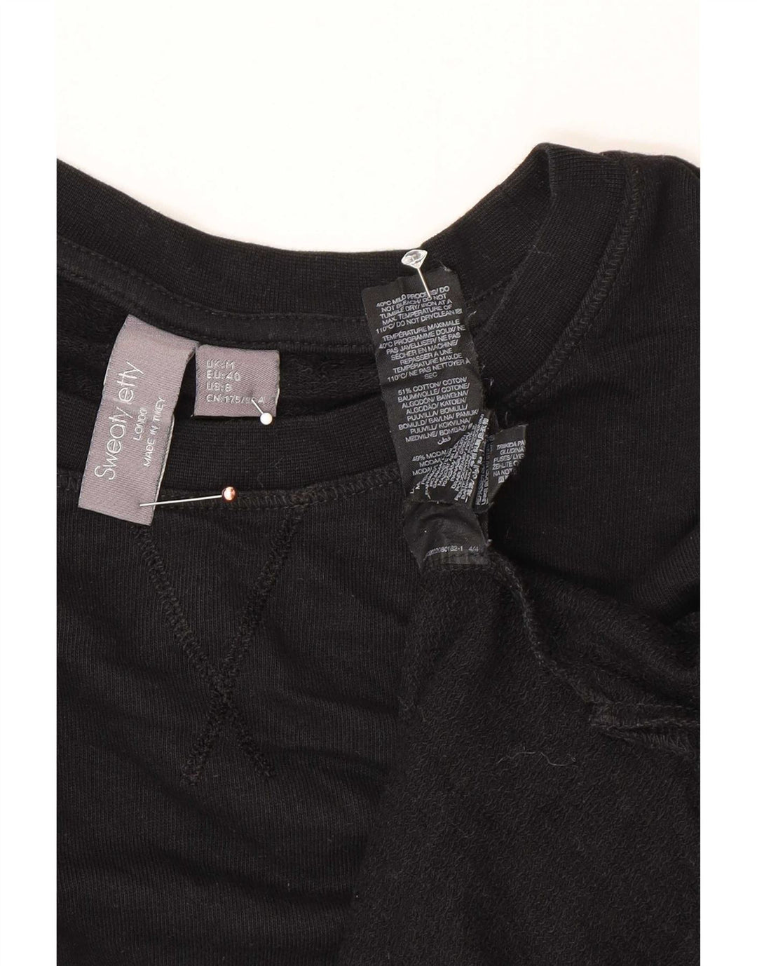 Sweaty Betty feminino oversized moletom Reino Unido 14 algodão preto médio