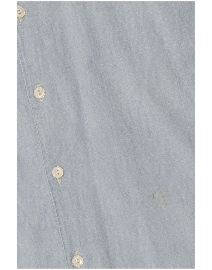 Camisa feminina Ralph Lauren de manga curta grande tamanho US 4 algodão azul pequeno