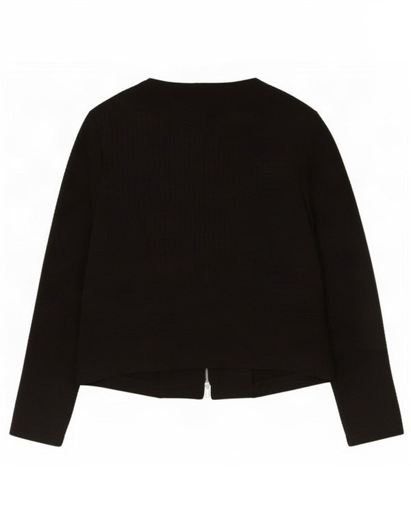 Jaqueta blazer feminina Marks & Spencer com zíper completo Reino Unido 12 poliéster preto médio