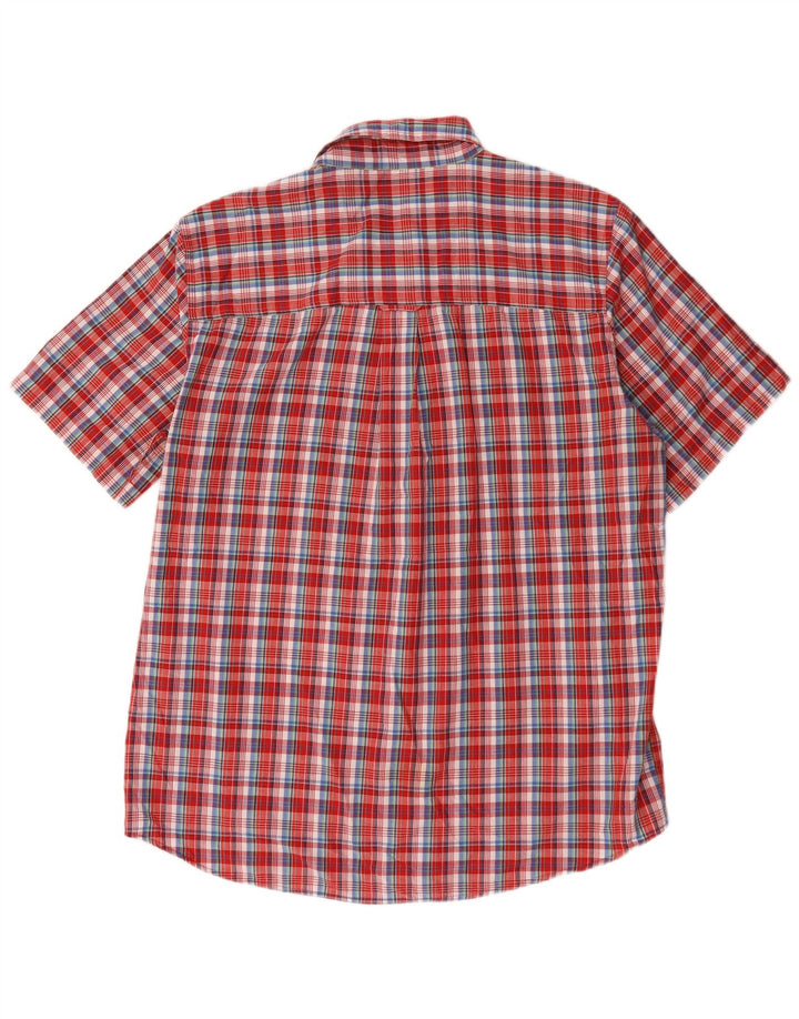 Camisa masculina de manga curta Chaps grande algodão xadrez vermelho