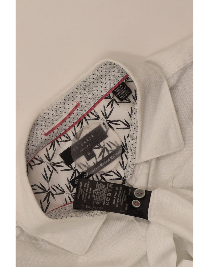 Camisa masculina de manga curta Ted Baker tamanho 5 XL algodão branco