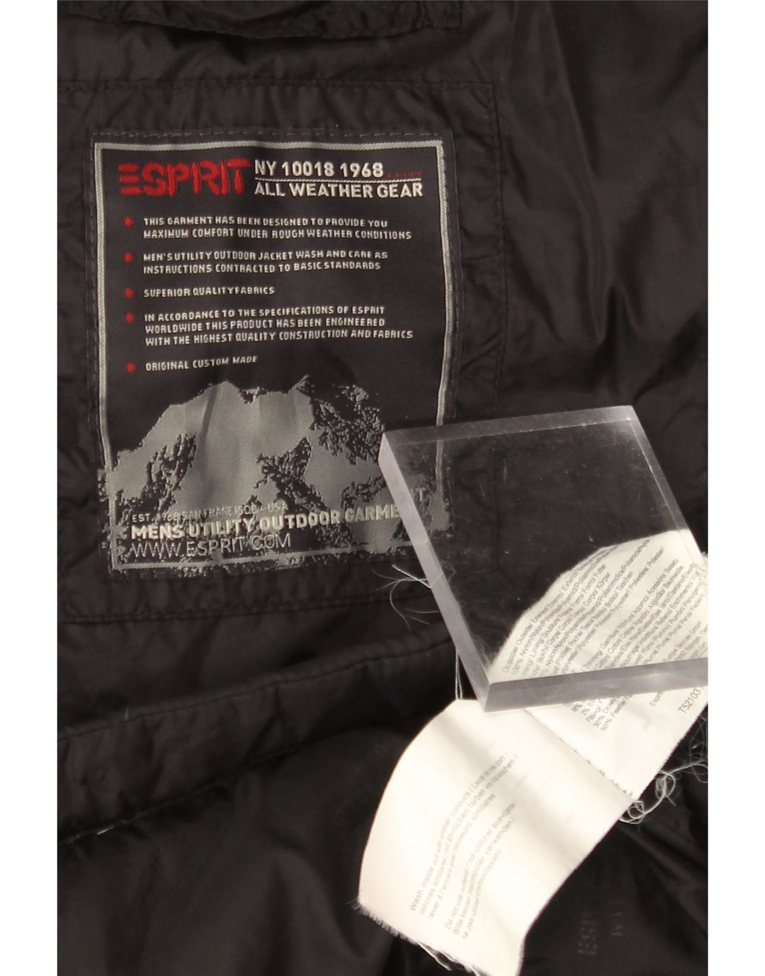 Colete acolchoado masculino ESPRIT UK 38 nylon preto médio
