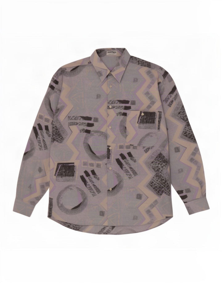 Camisa masculina Vertigo grande viscose geométrica azul