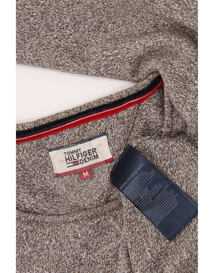 Suéter masculino Tommy Hilfiger com gola redonda e algodão manchado cinza médio