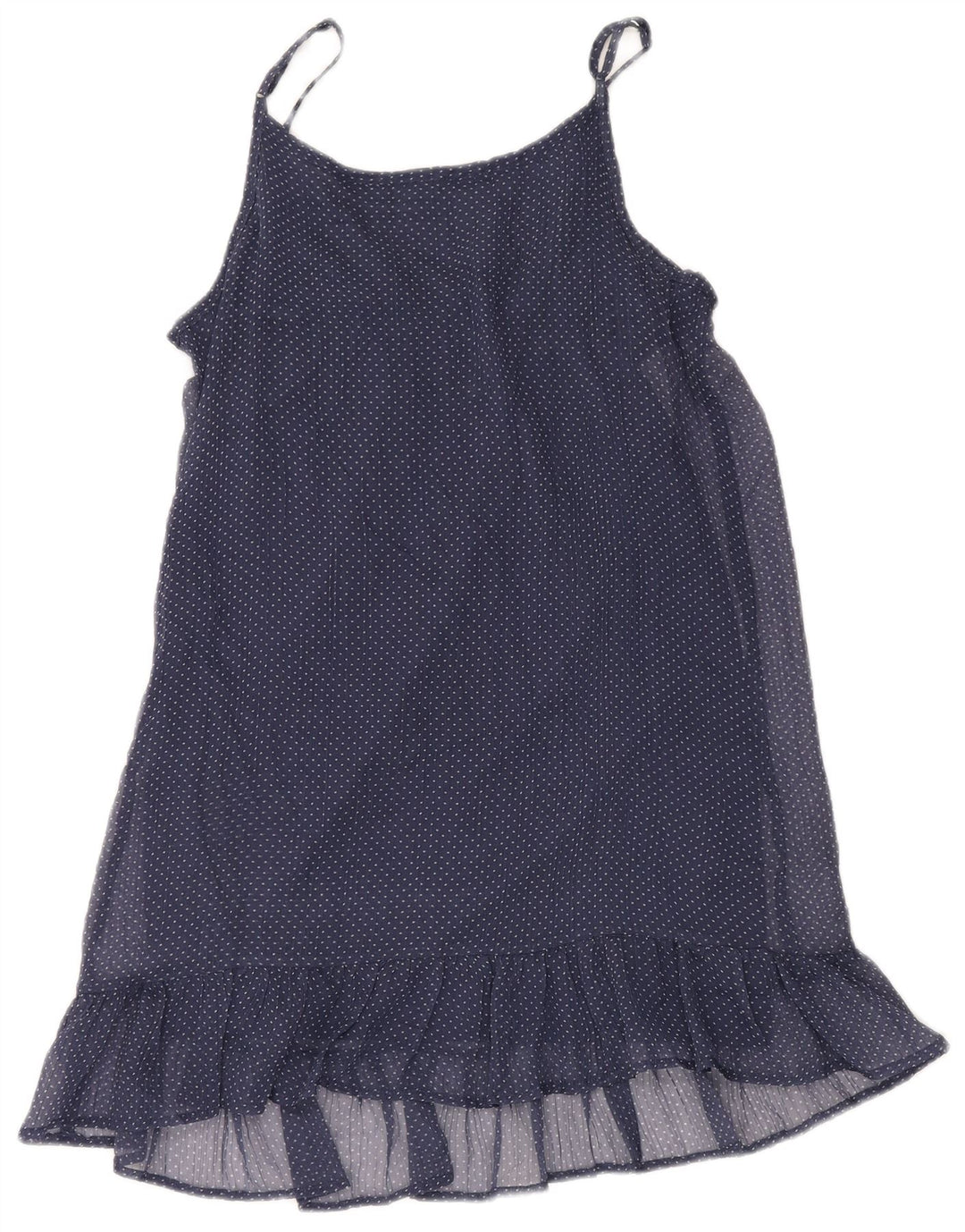 Vestido de verão feminino BENETTON UK 10 pequeno poliéster manchado azul marinho