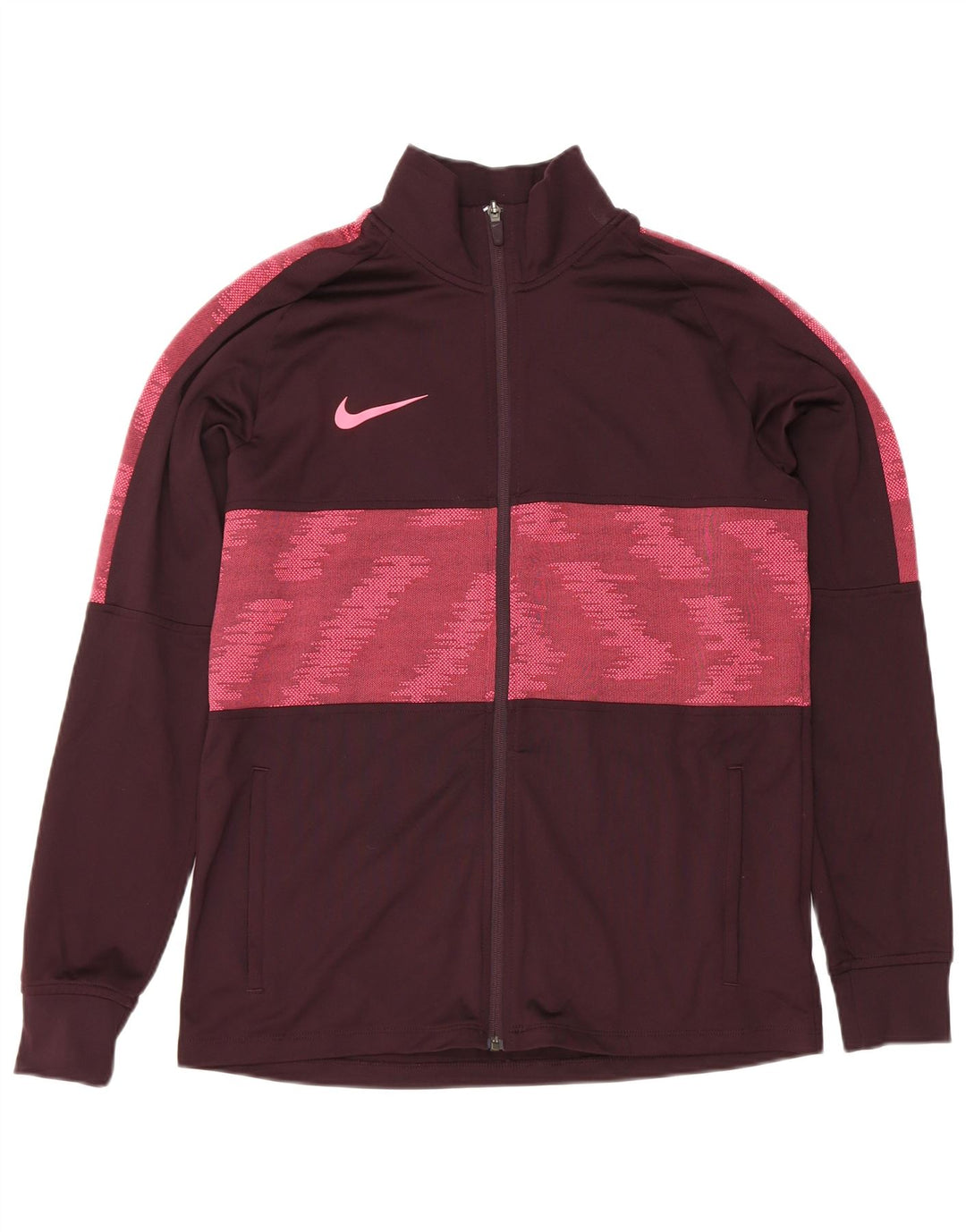 Nike Mens Dri Fit Tracksuit Top Jaqueta Médio Marrom Poliéster Geométrico