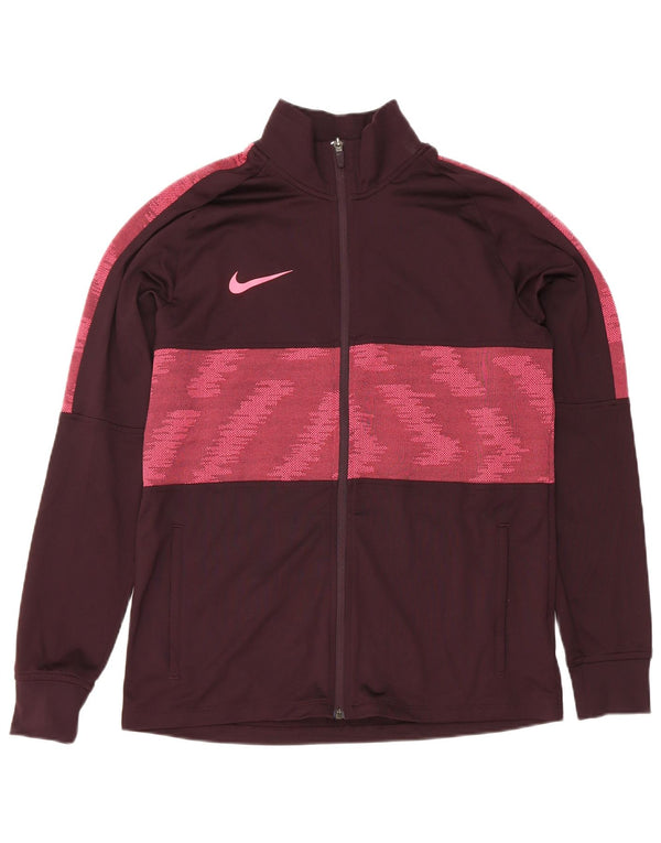 Nike Mens Dri Fit Tracksuit Top Jaqueta Médio Marrom Poliéster Geométrico