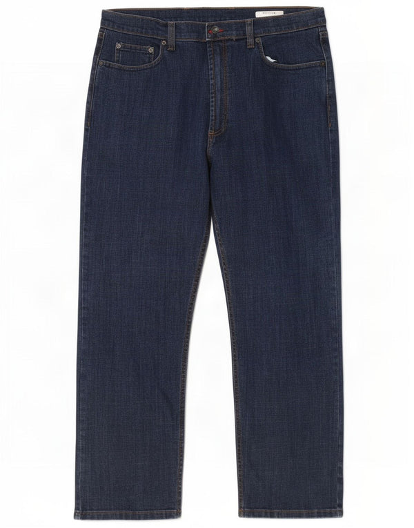 Calça jeans reta regular masculina Marks & Spencer W38 L29 algodão azul