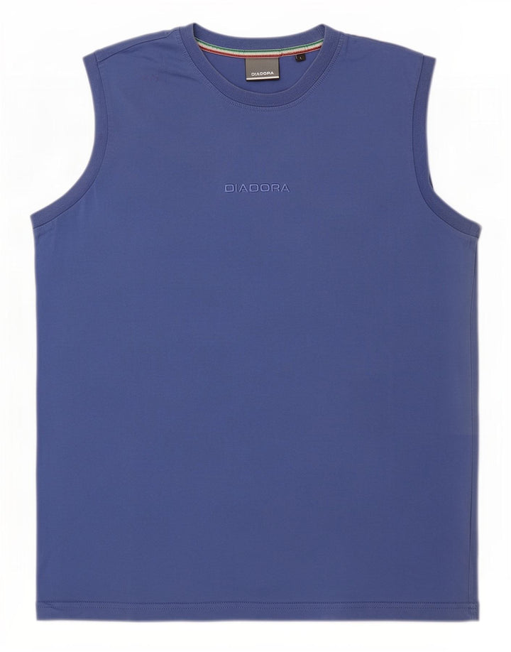 Diadora Mens Colete Top Grande Algodão Azul