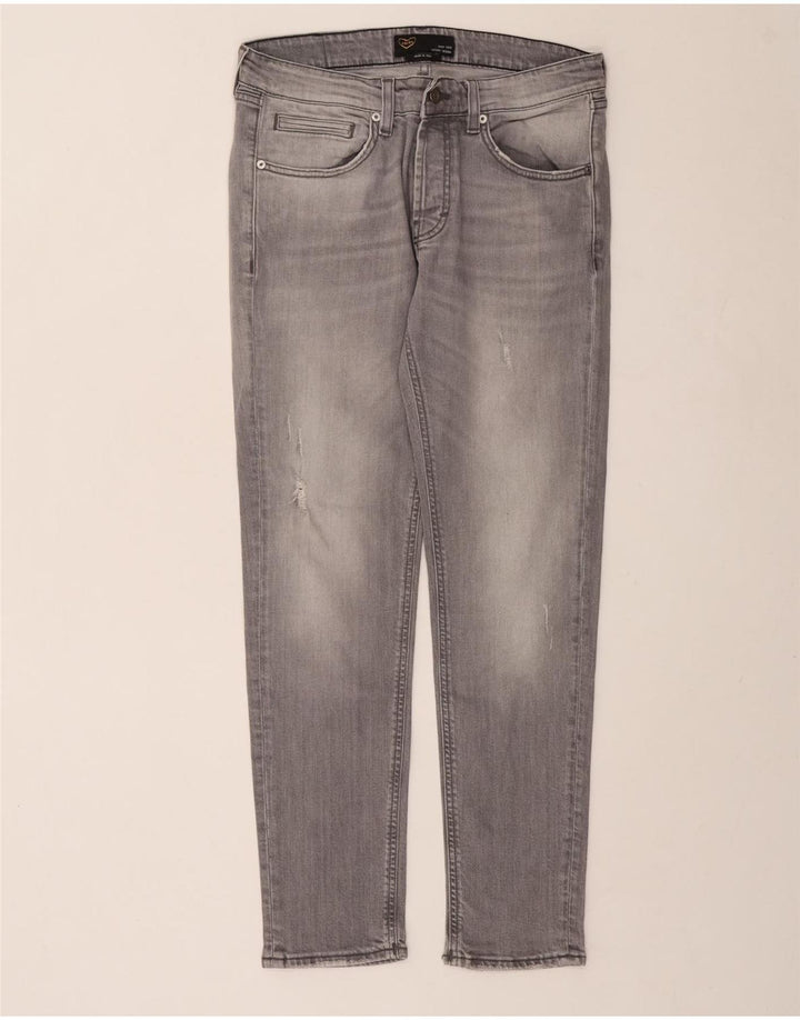 POP 84 Jeans Slim Masculino Distressed W33 L29 Algodão Cinza