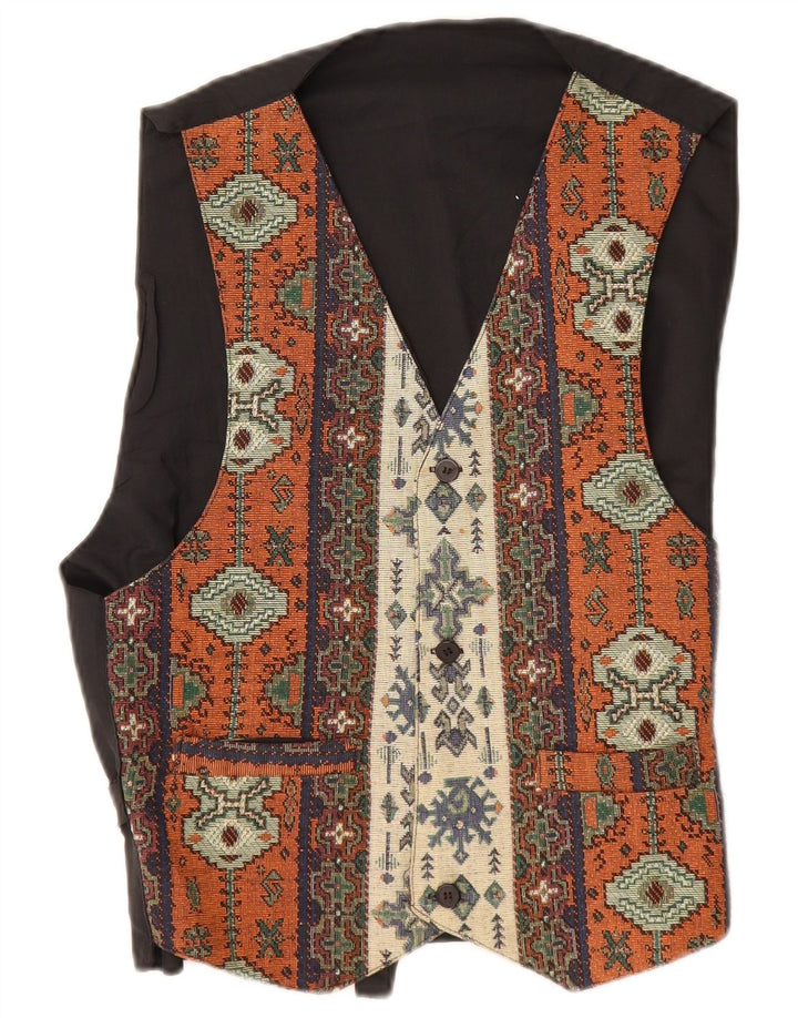 Colete masculino vintage pequeno multicolorido Fair Isle