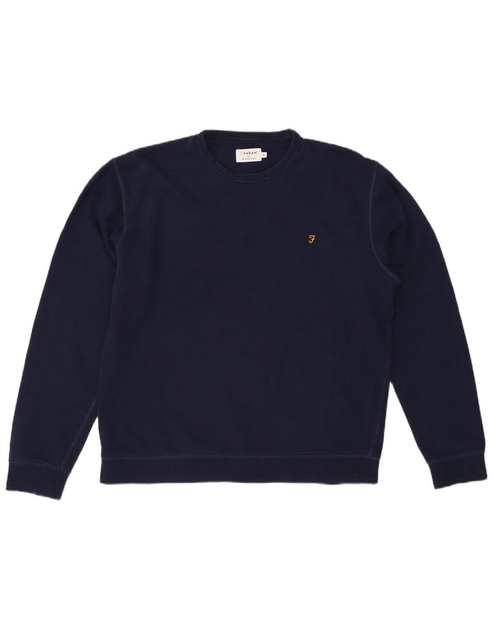 Suéter masculino Farah com gola redonda XL algodão azul marinho